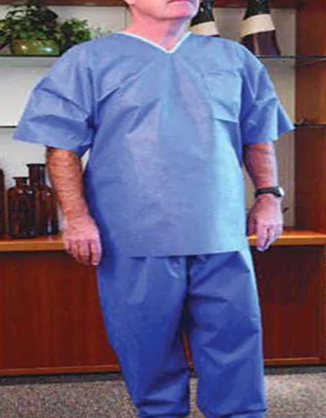 Graham Medical® Blue Nonwoven Disposable Elastic Scrub Pants and V-Neck Shirt